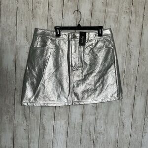 City Chic Metallic Silver Mini Skirt